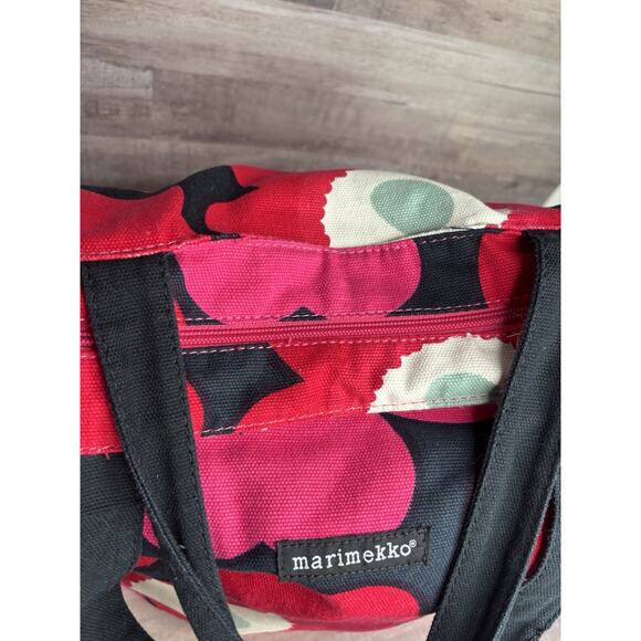 Marimekko red pink poppy floral canvas bag Breast Cancer Awareness Tote - Picture 7 of 12
